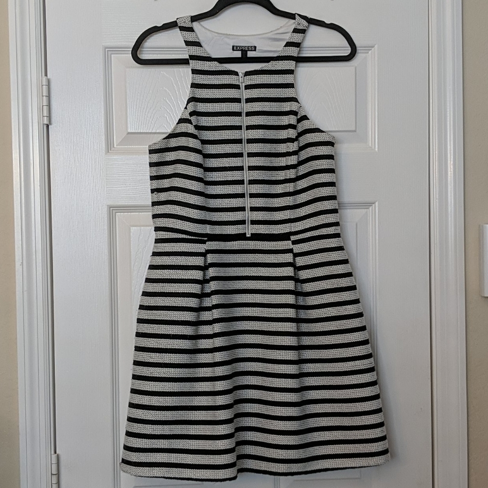 EXPRESS Striped Sleeveless Dress with Zipper
